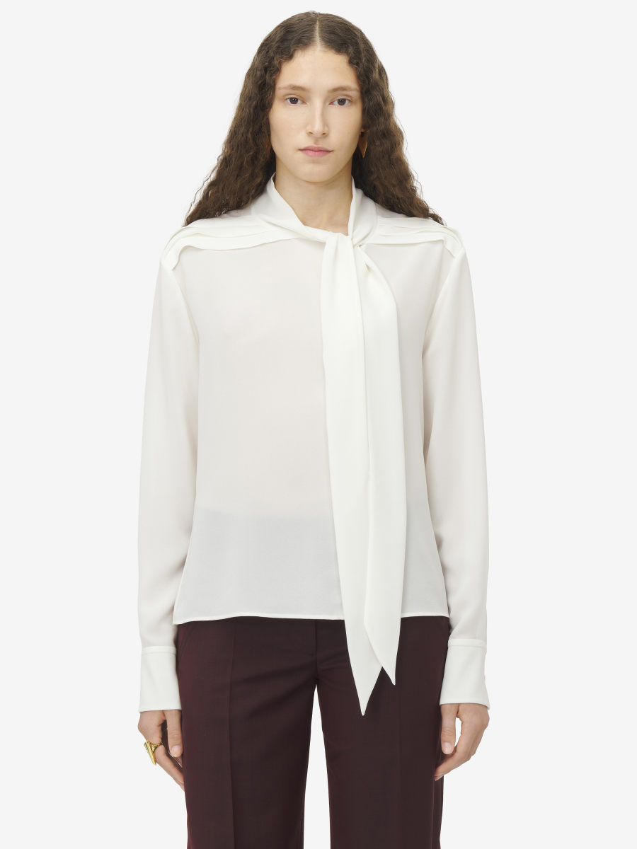 ALEXANDER MCQUEEN - Scarf Detail Georgette Shirt - Item 814400QBAAF9016